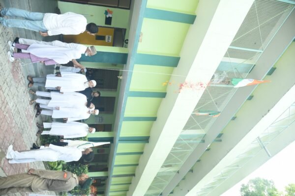 Students in the corridor of the DAPS Raebareli school building