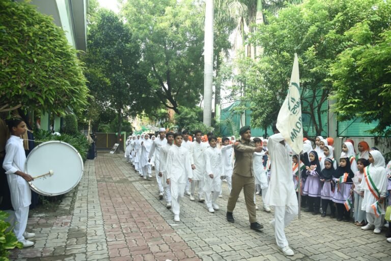 Students of Dar-Al-Arqam Public Secondary School marching with the school band