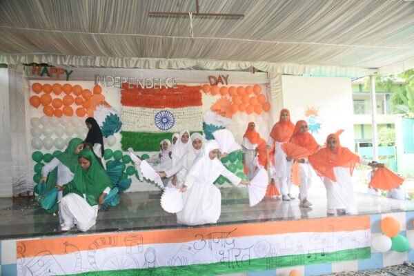Students performing a group dance at the DAPS Raebareli Independence Day programme